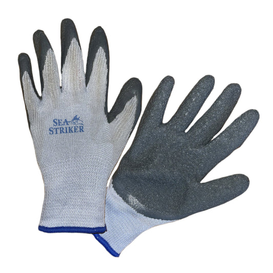 Sea Striker Men's Gray Knit Coated Gripper Gloves