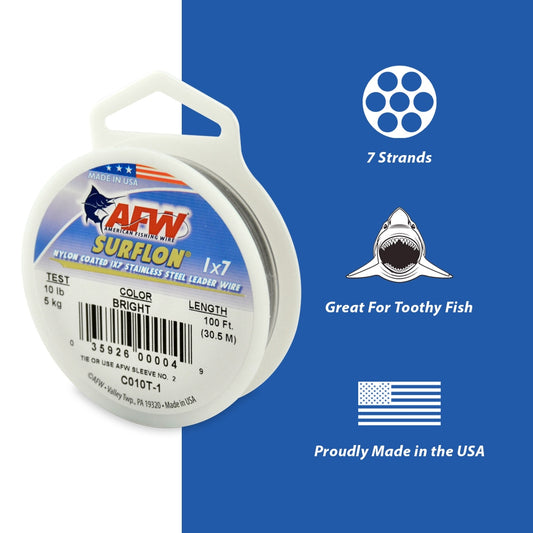 AFW Surflon Nylon Coated 1x7 Stainless Steel Leader Wire